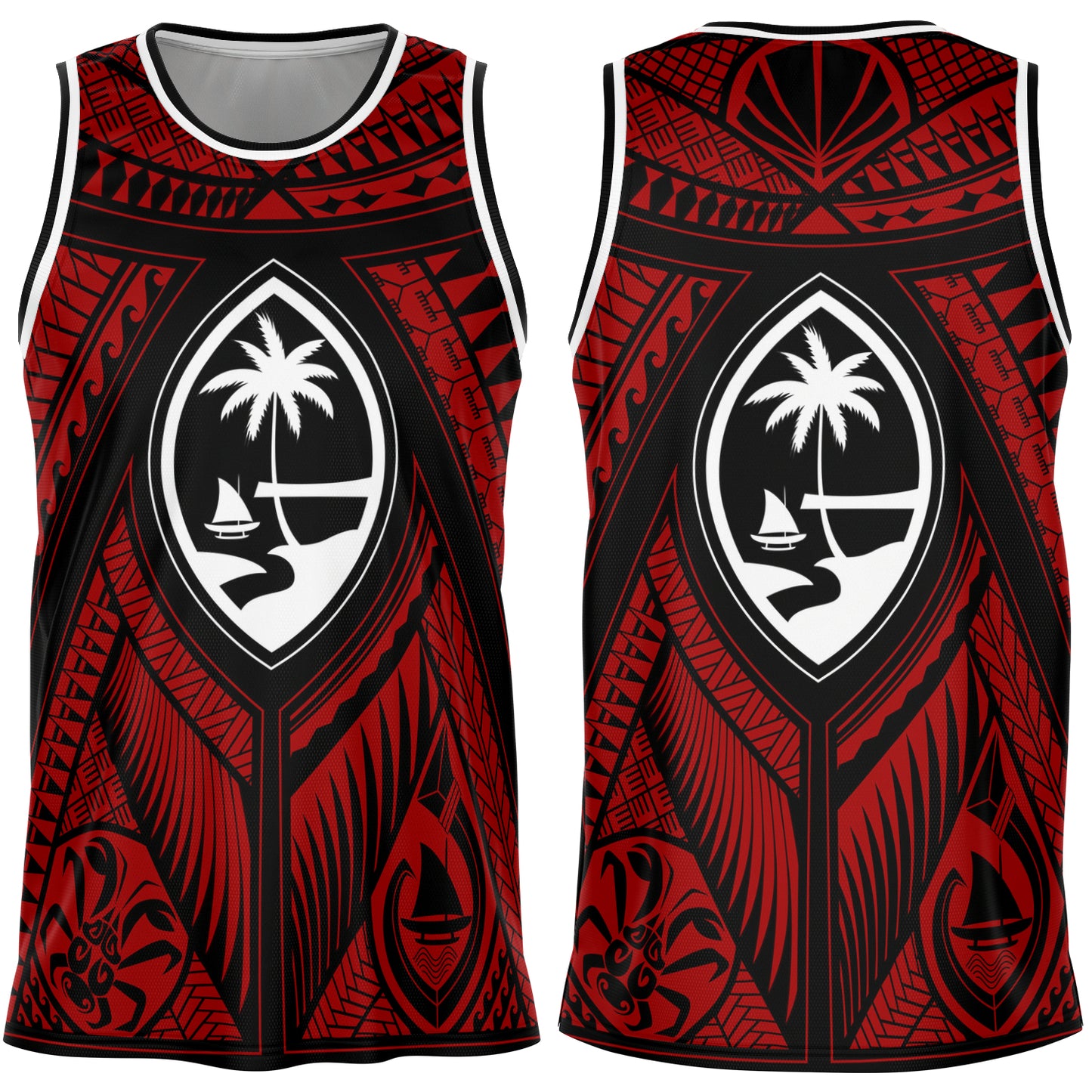 Guahan Tribal Red Basketball Jersey