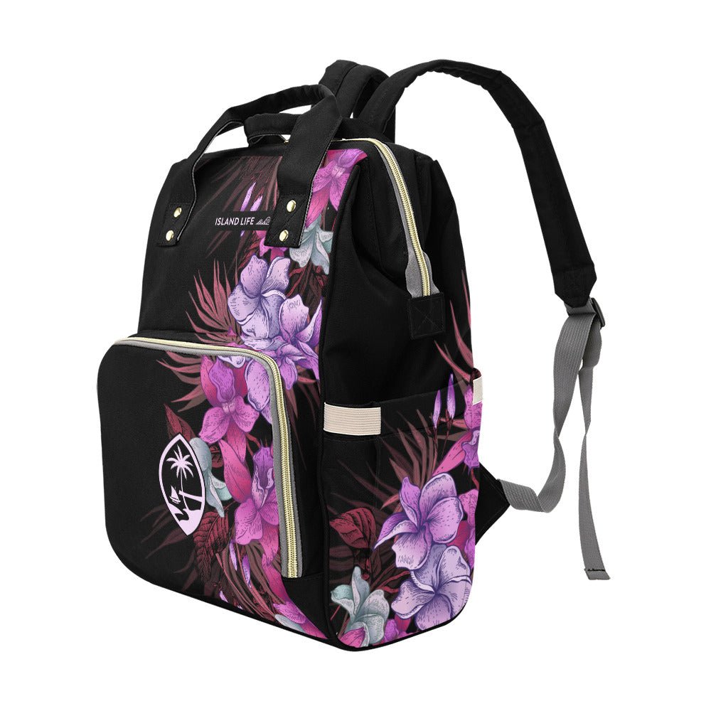 Guam Vintage Hibiscus Multi-Function Baby Diaper Backpack Bag