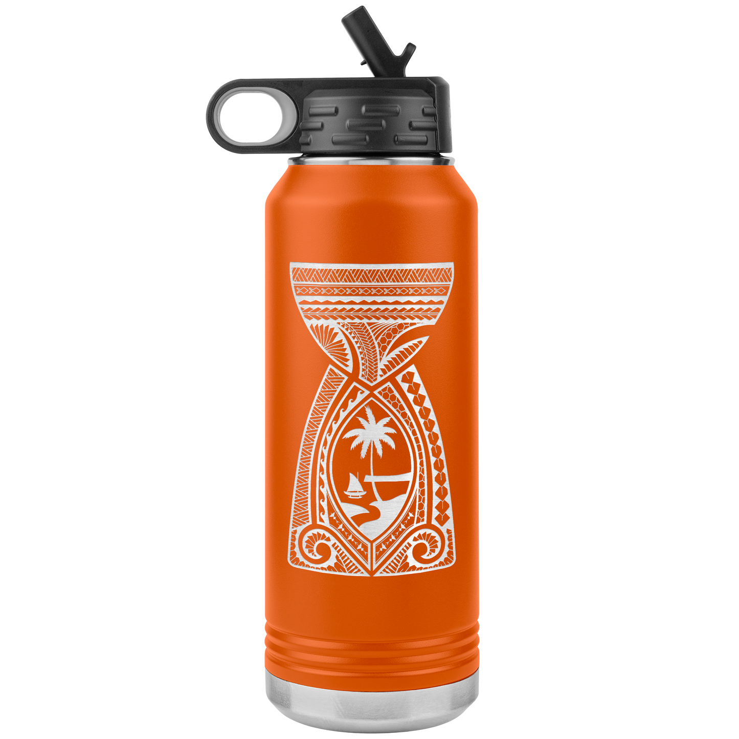 Guam Latte Stone Tribal 32oz Water Bottle Tumbler