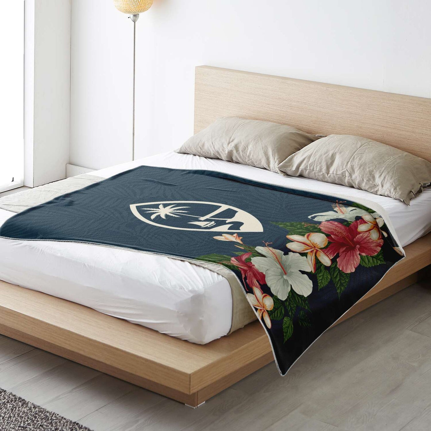Guam Seal Vintage Hibiscus Microfleece Blanket