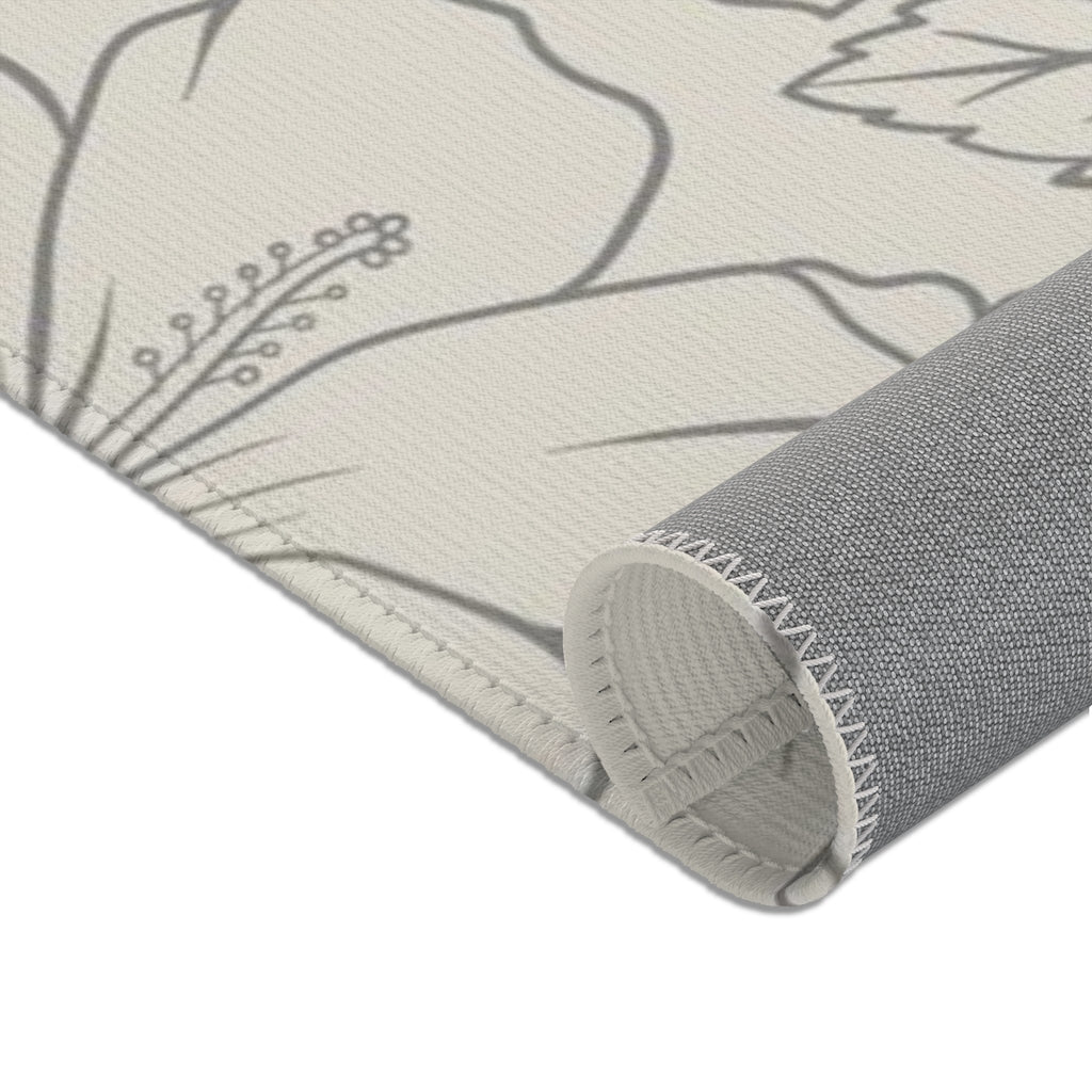 Guam CNMI Modern Hibiscus Beige Gray Area Rug