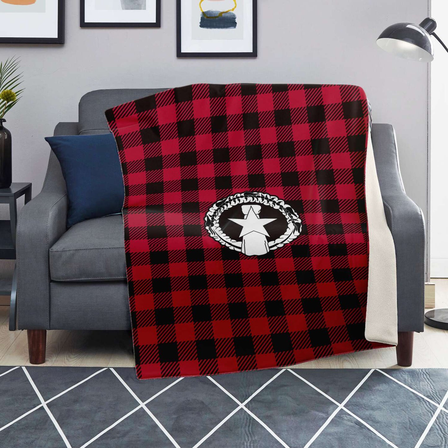 CNMI Saipan Tinian Rota Buffalo Plaid Christmas Microfleece Blanket
