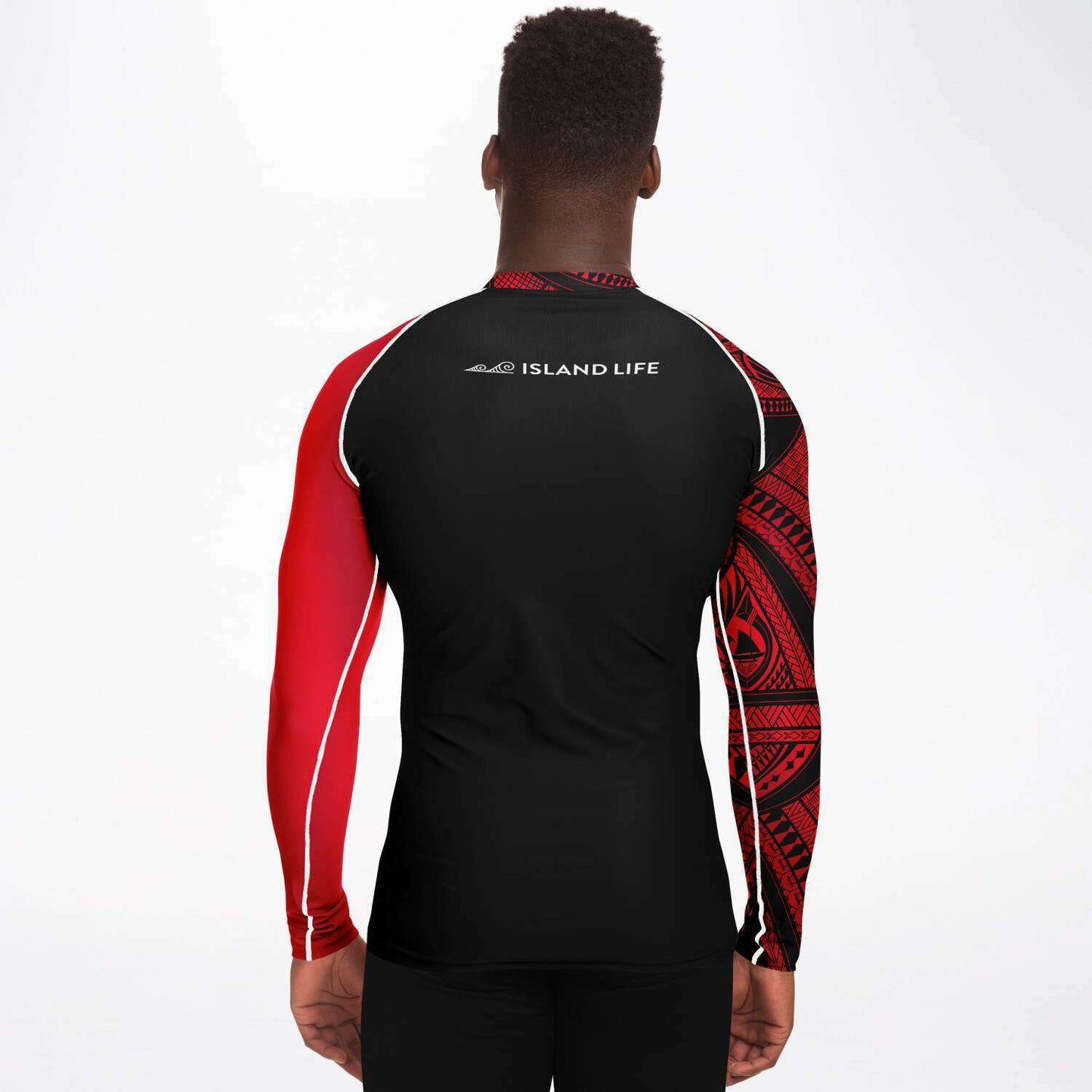 CNMI Tribal Men's Red Rashguard