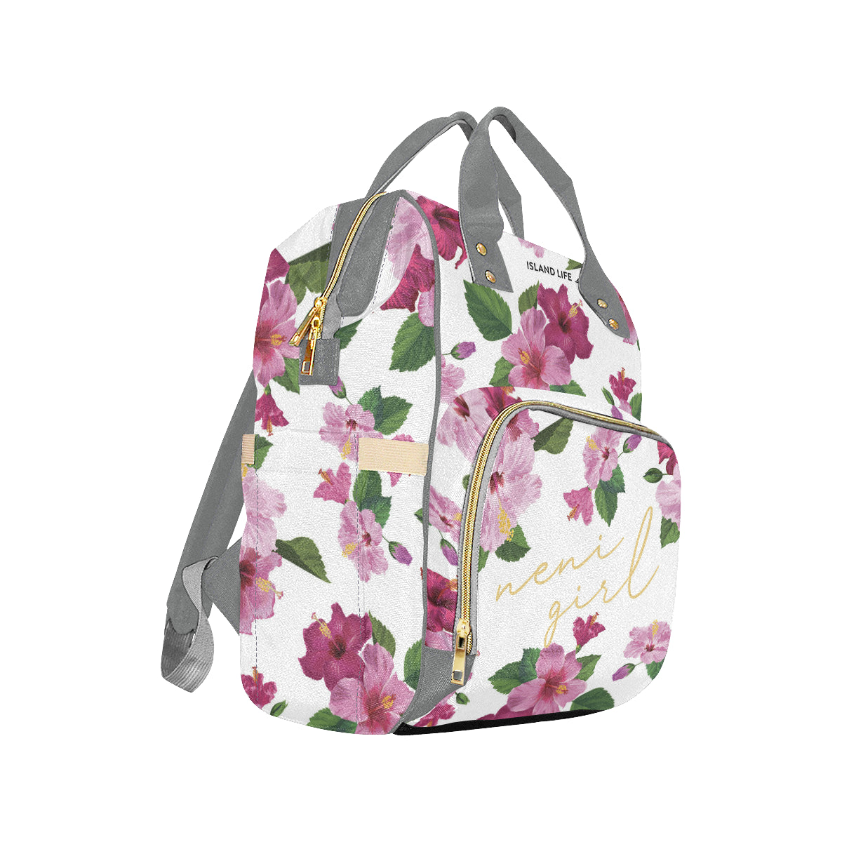 Neni Girl Fuchsia Hibiscus Guam CNMI Baby Diaper Backpack Bag