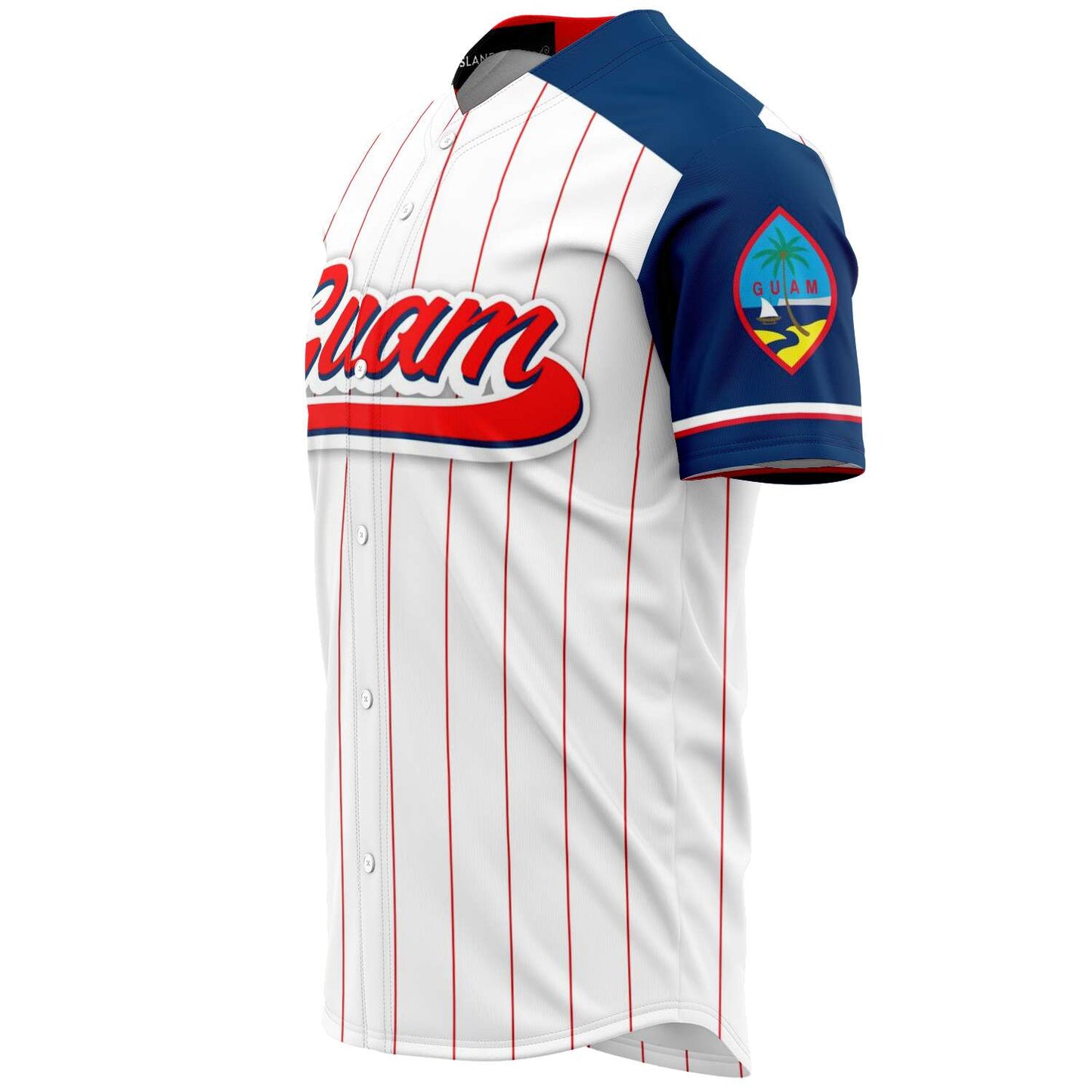 Guam Seal White Red Stripes Baseball Jersey
