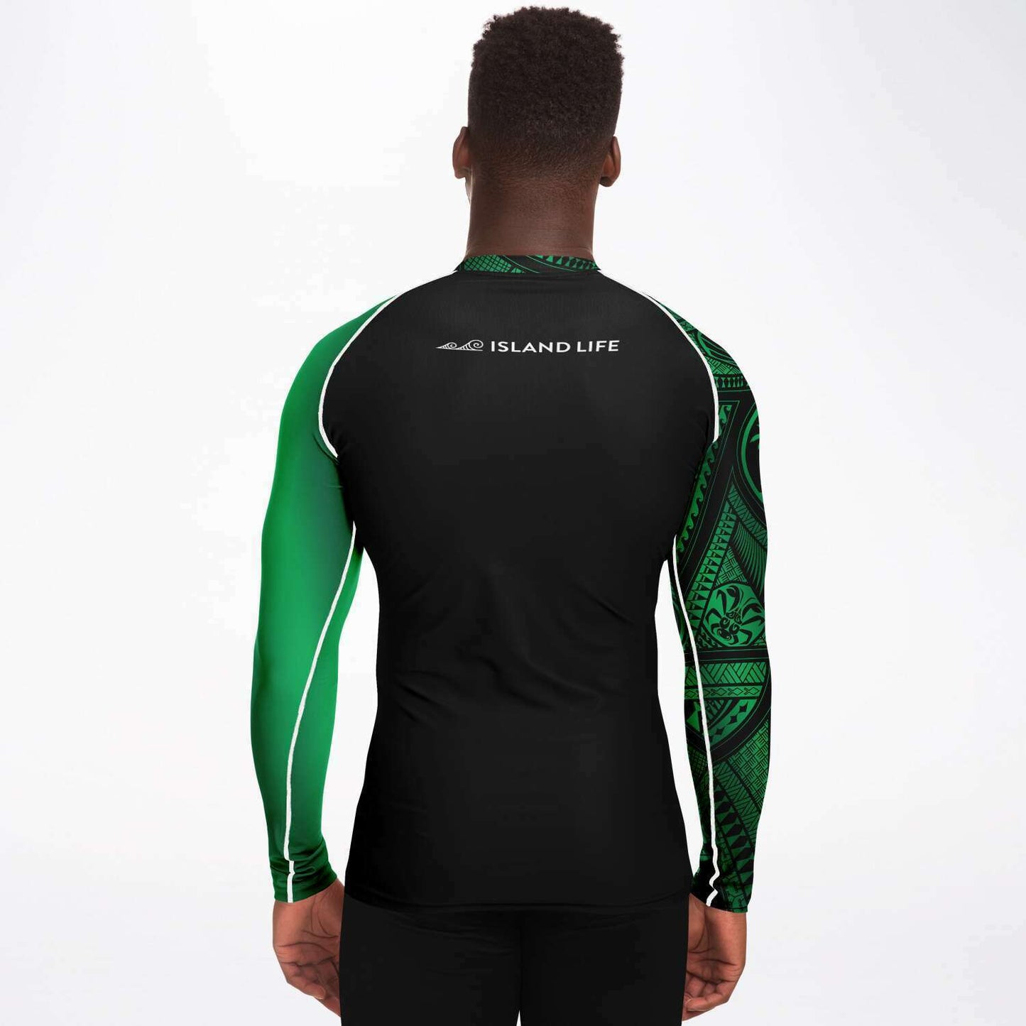 Guahan Tribal Men's Green Rashguard