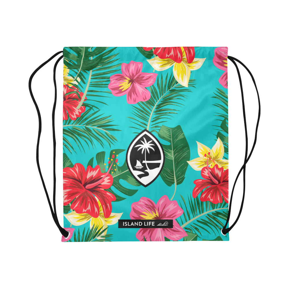 Floral Guam Large Drawstring Bag