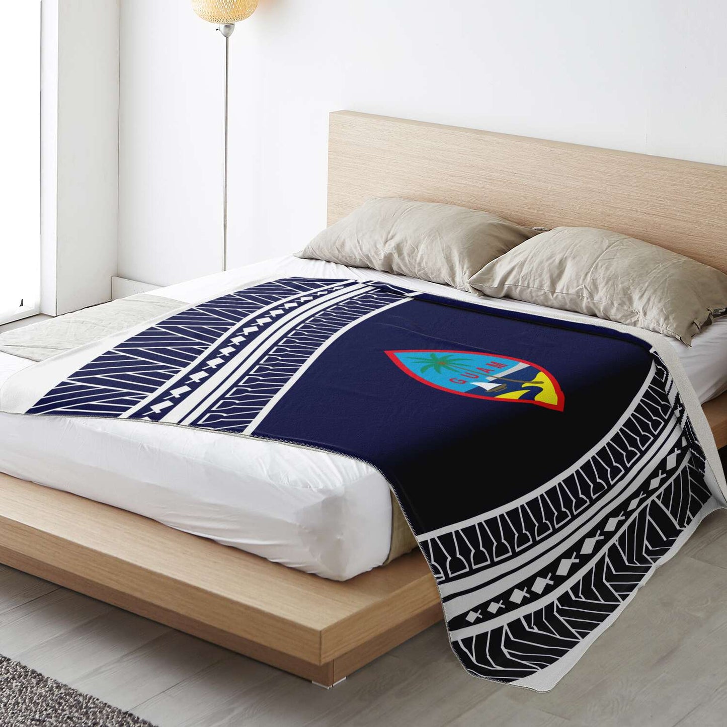 Guam Seal Tribal Blue Microfleece Blanket