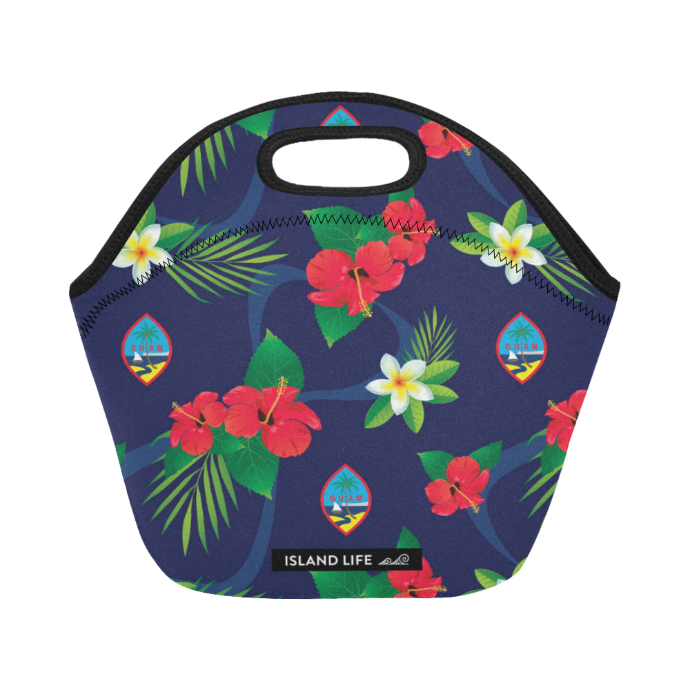 Guam Flag Flowers Neoprene Lunch Bag Small
