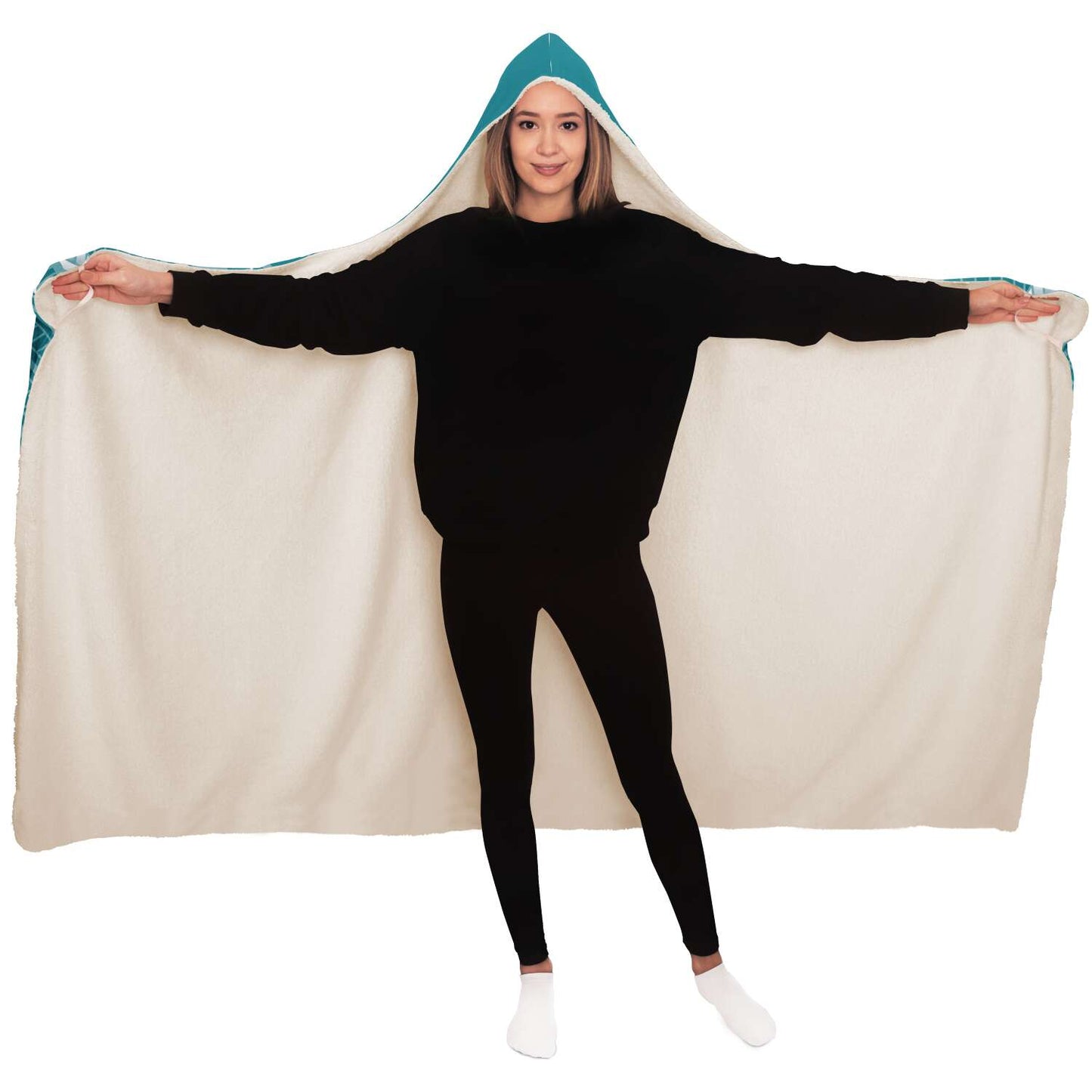Guam Tribal Blue Premium Sherpa Hooded Blanket