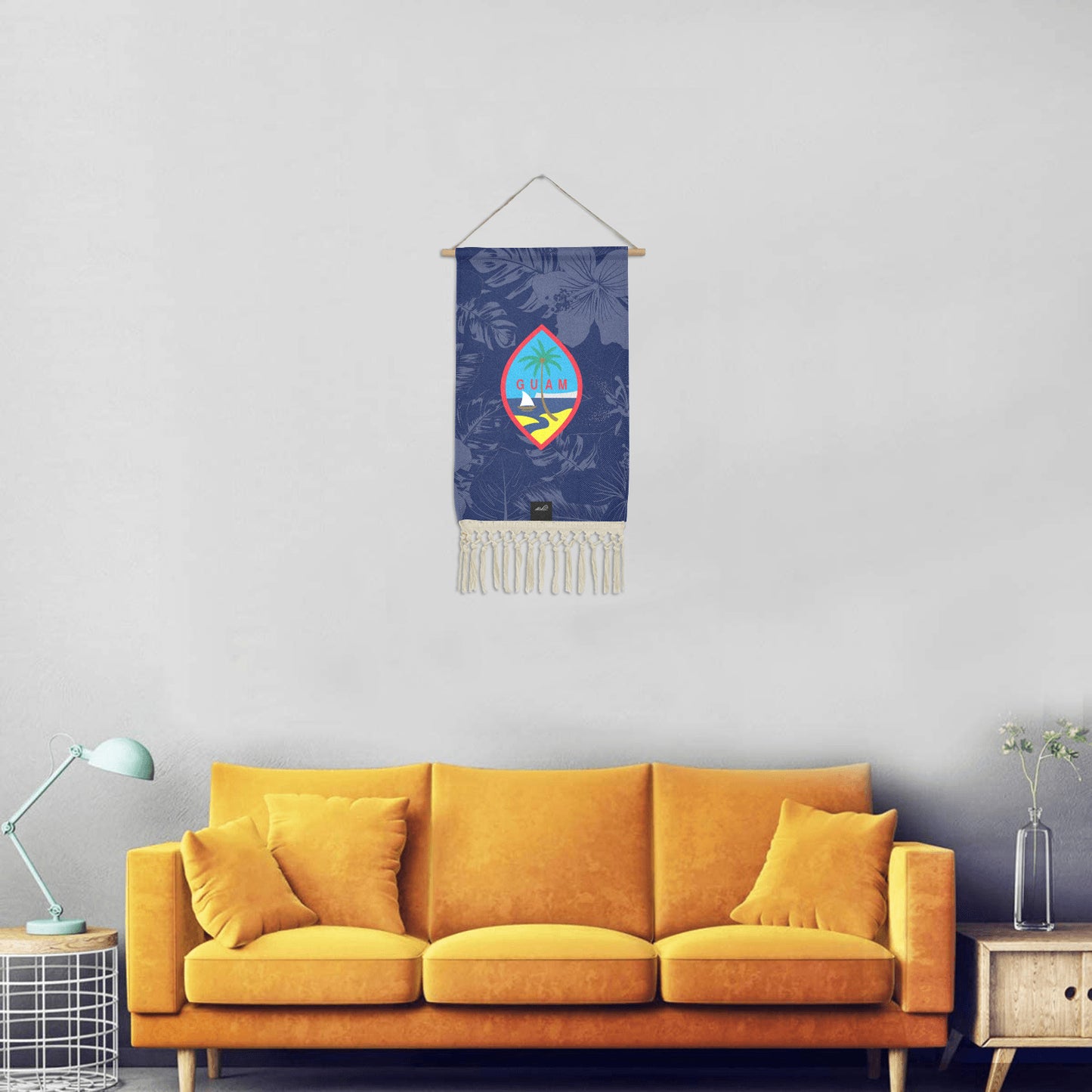 Guam Flag Floral Linen Hanging Poster