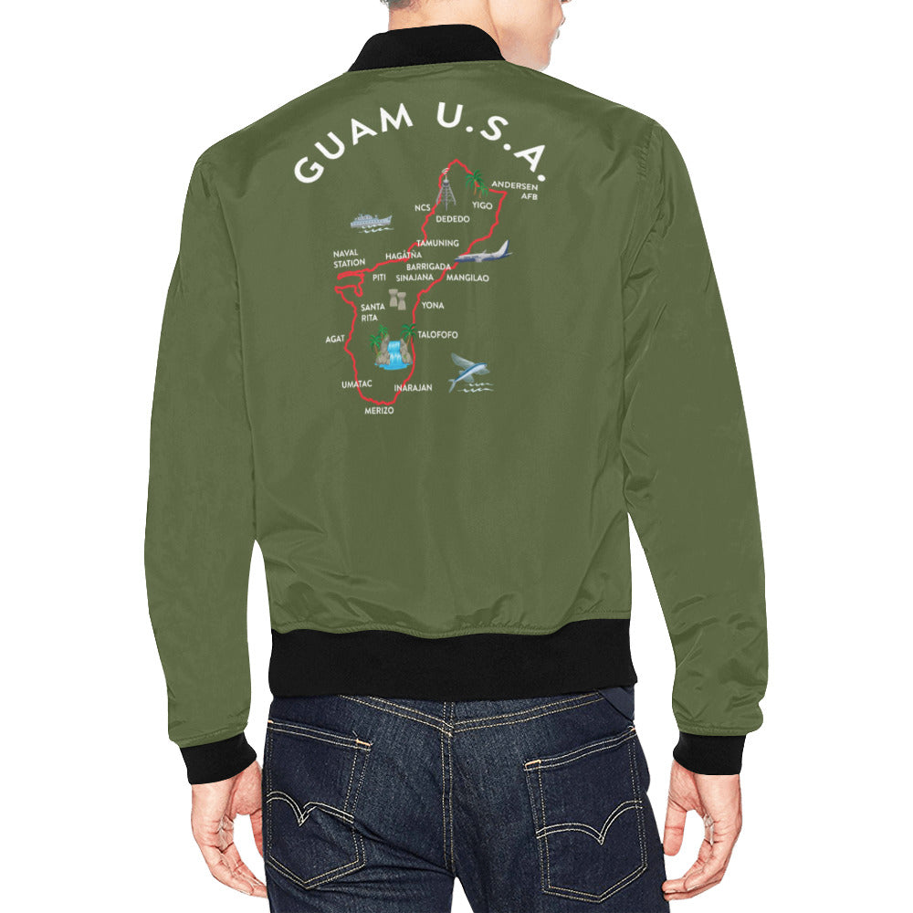 Guam Map Green Men's Bomber Jacket Plus Size