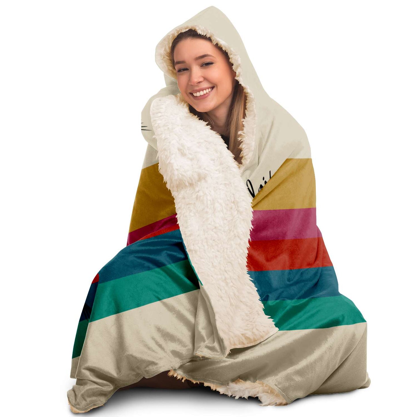 Hafa Adai Retro Rainbow Sunset Guam CNMI Hooded Blanket