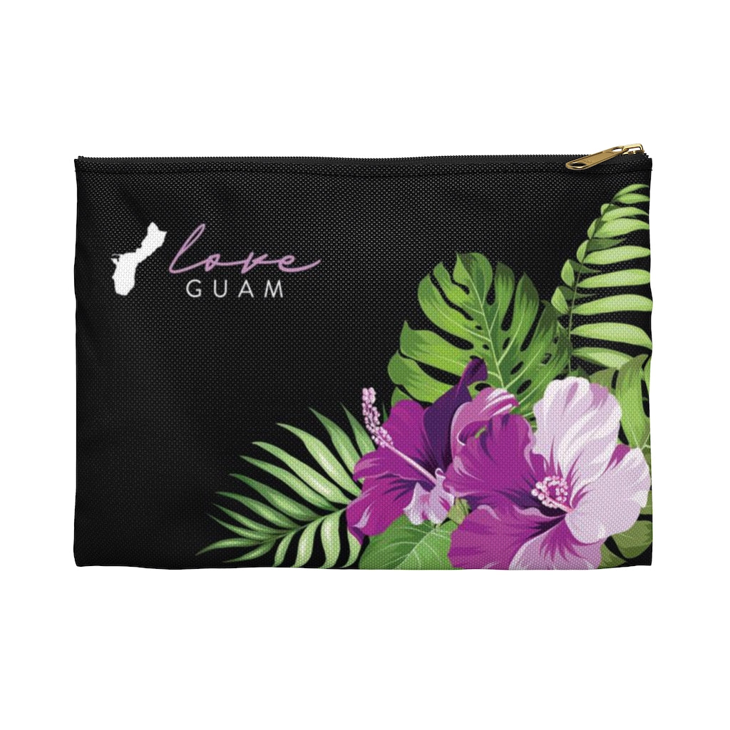 Love Guam Purple Hibiscus Accessories Carry All Pouch