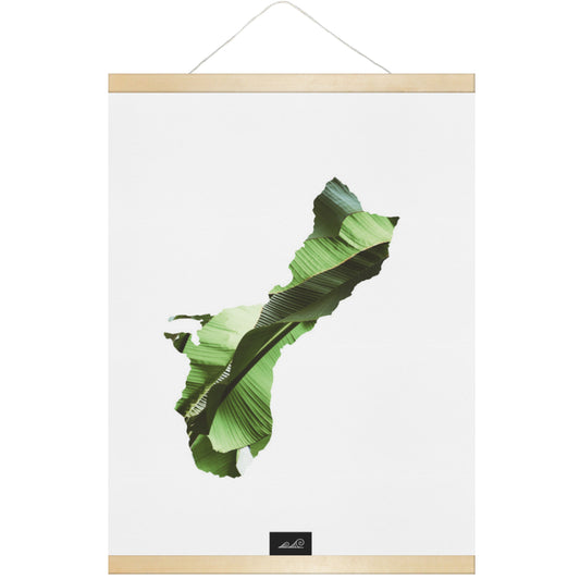 Guam Island Banana Leaves Hanging Canvas Poster with Wood Frame