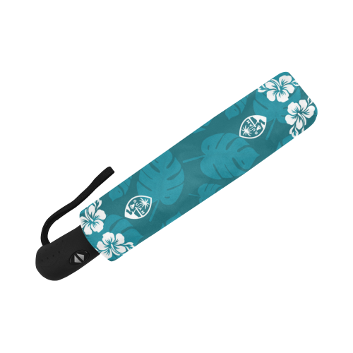 Guam Seal Teal Hibiscus Automatic Folding Umbrella