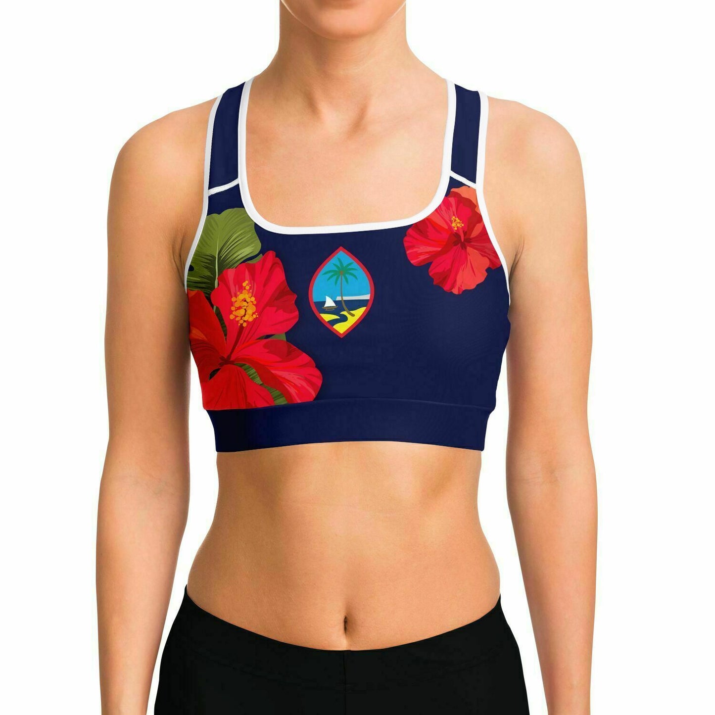 Guam Seal Hibiscus Paradise Sports Bra