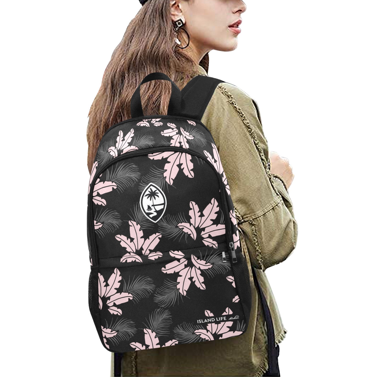 Guam Banana Coconut Laptop Side Pockets Black Backpack