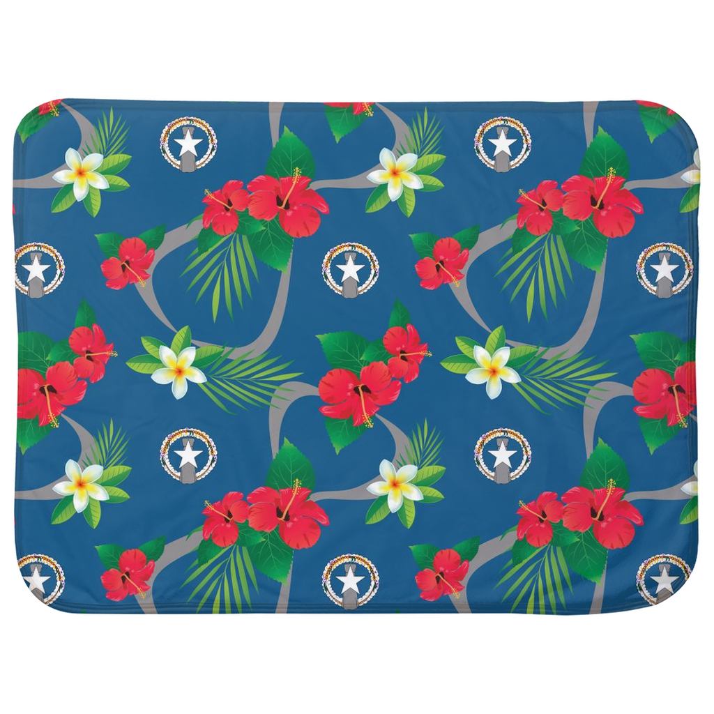 CNMI Flag Flowers Baby Sherpa Blanket