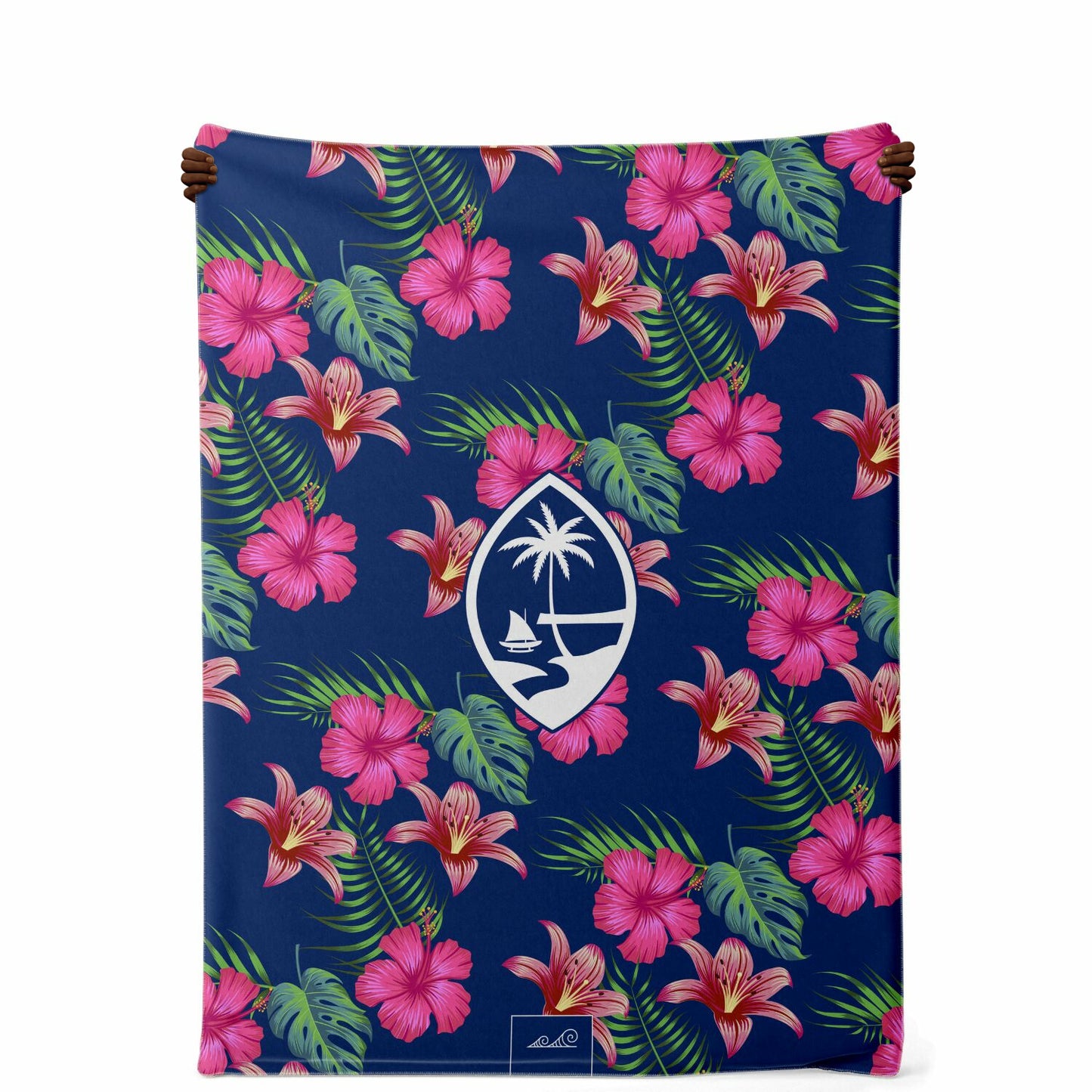 Guam Hibiscus Island Blue Microfleece Blanket