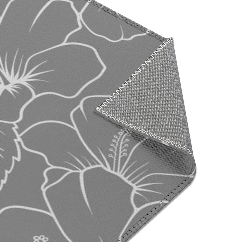 Guam CNMI Modern Hibiscus Gray Area Rug