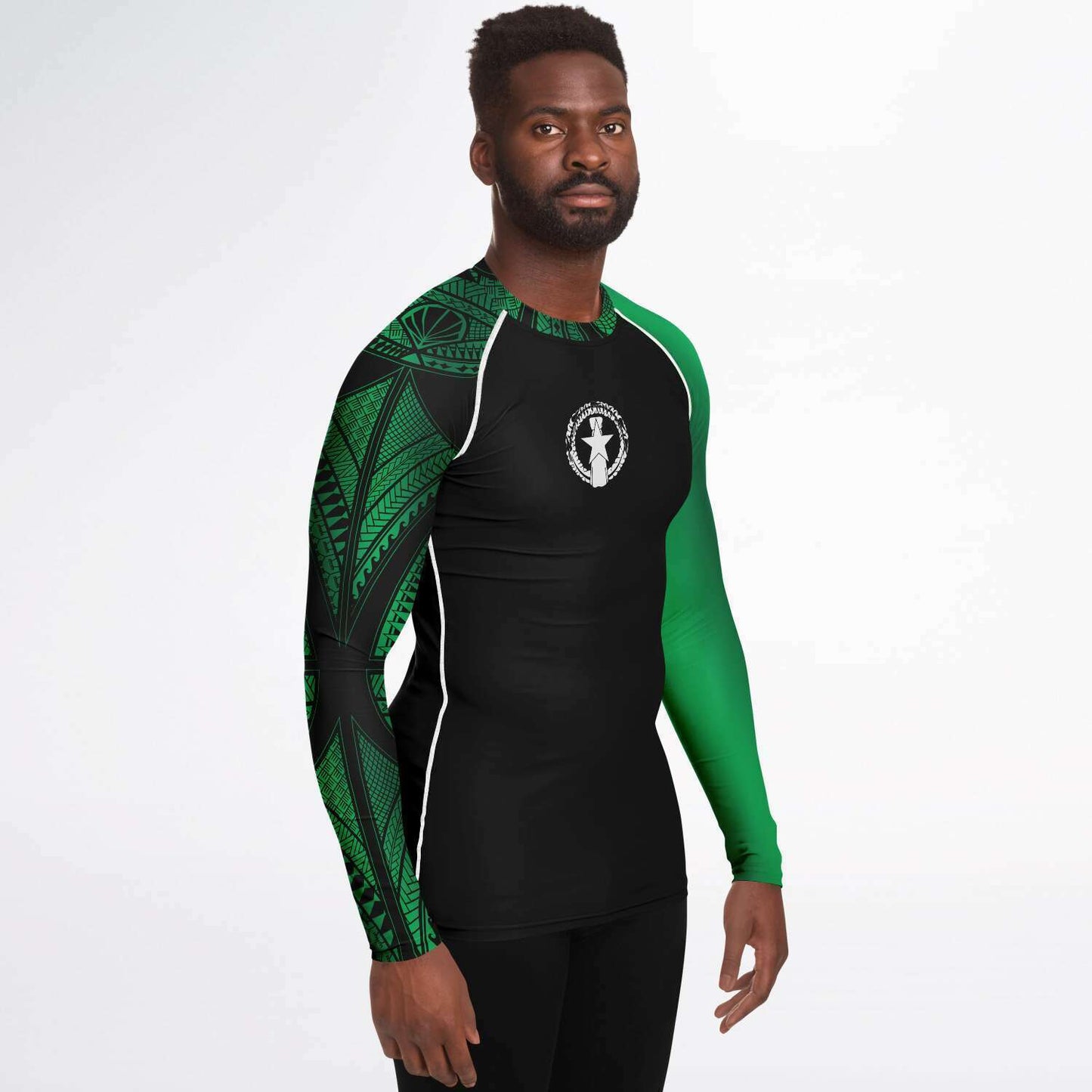 CNMI Tribal Men's Green Rashguard