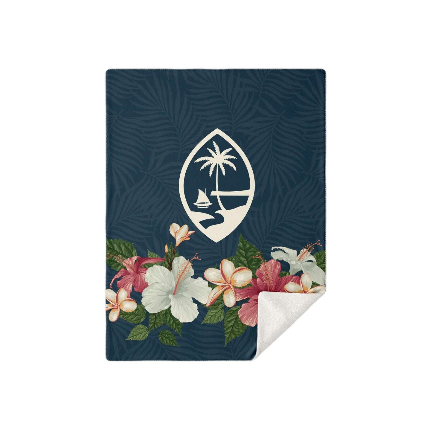 Guam Seal Vintage Hibiscus Microfleece Blanket