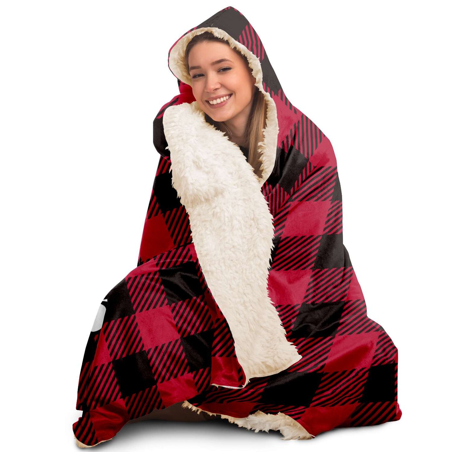 Guam Hibiscus Buffalo Plaid Premium Sherpa Hooded Blanket