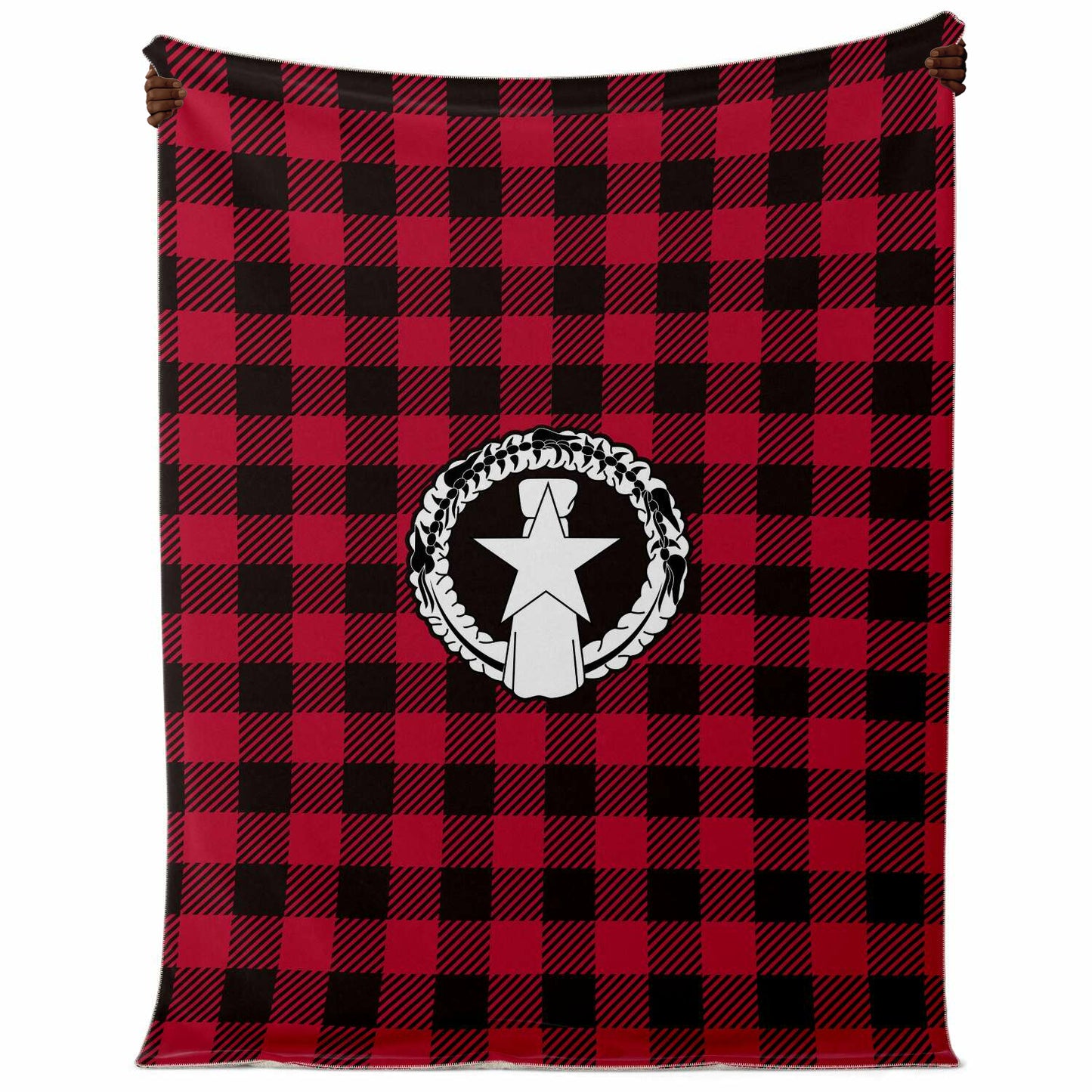 CNMI Saipan Tinian Rota Buffalo Plaid Christmas Microfleece Blanket