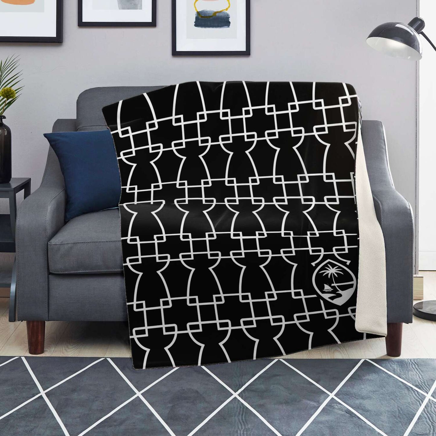 Geometric Latte Stone Guam Microfleece Blanket