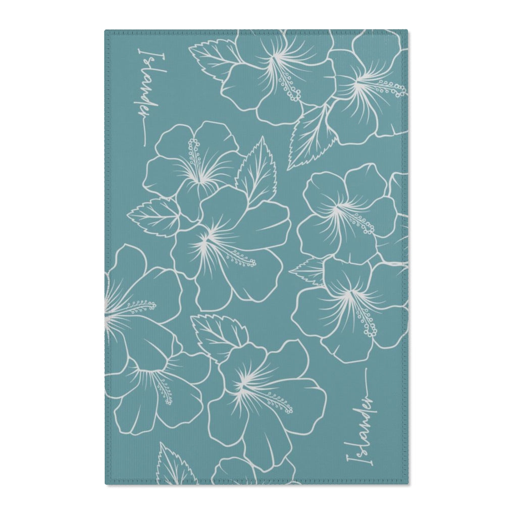 Guam CNMI Modern Hibiscus Teal Area Rug