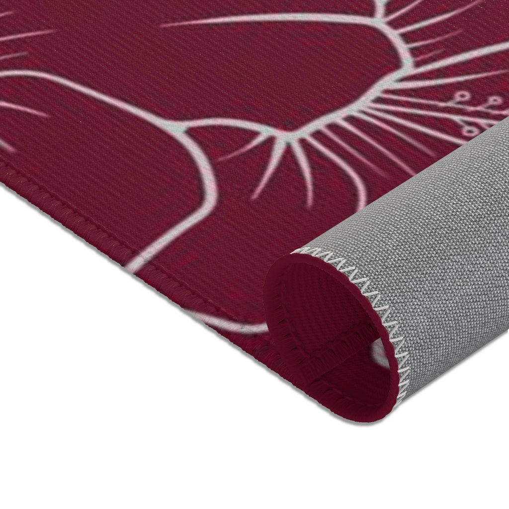 Guam CNMI Modern Hibiscus Red Area Rug