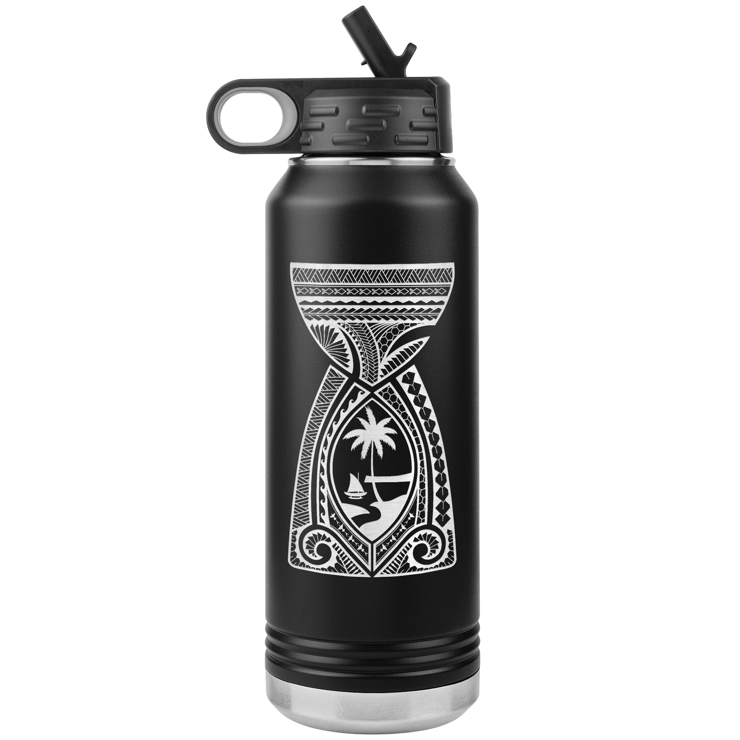 Guam Latte Stone Tribal 32oz Water Bottle Tumbler