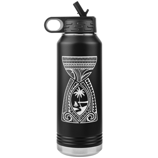 Guam Latte Stone Tribal 32oz Water Bottle Tumbler