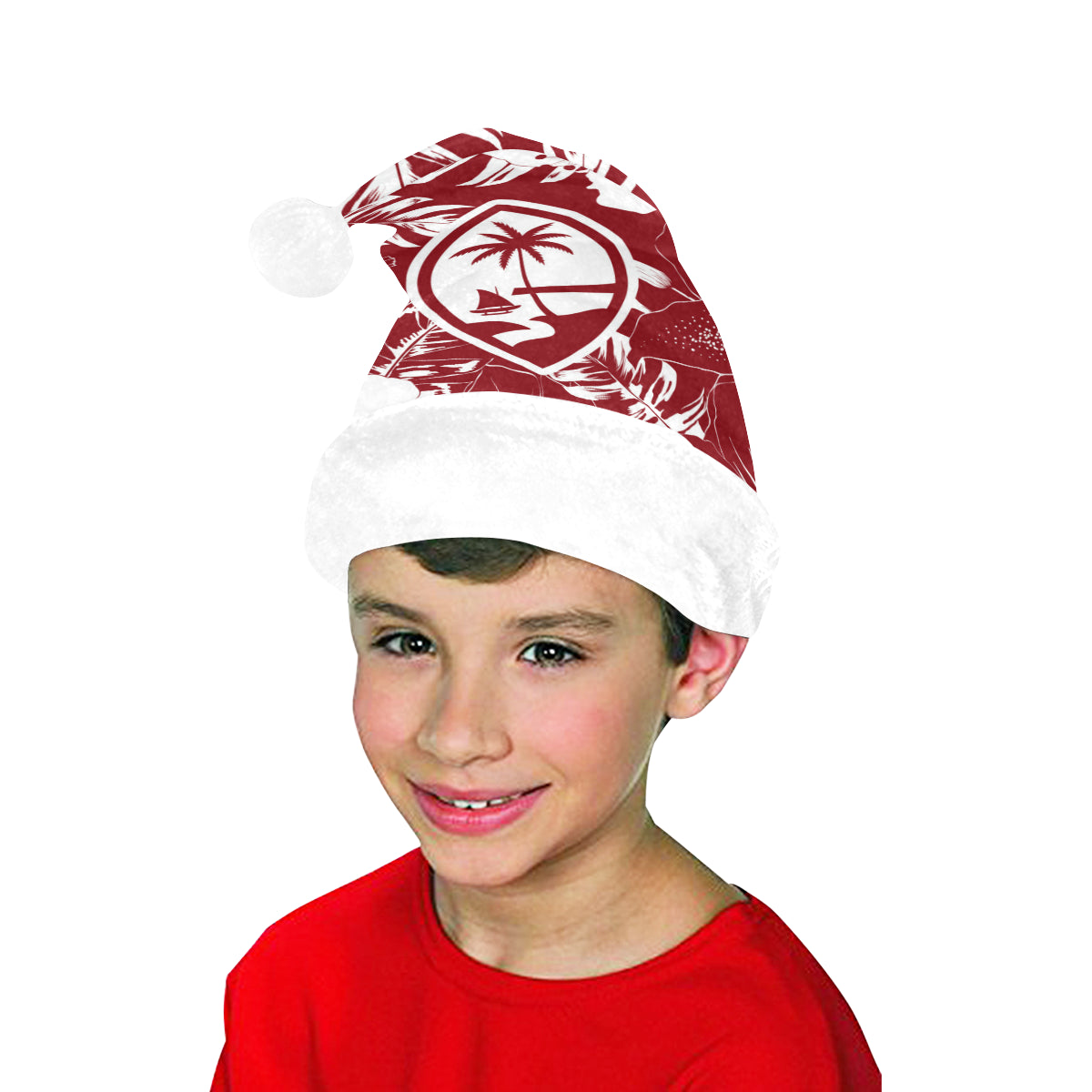 Guam Red Hibiscus Christmas Santa Hat