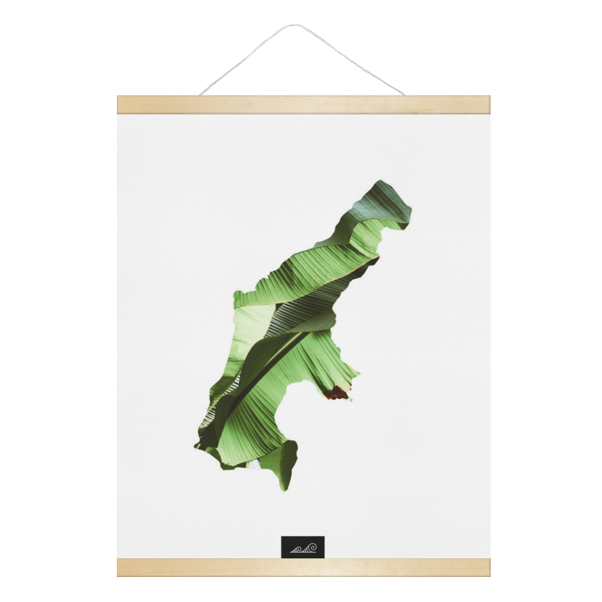 Saipan Island Banana Leaves Hanging Canvas Poster with Wood Frame