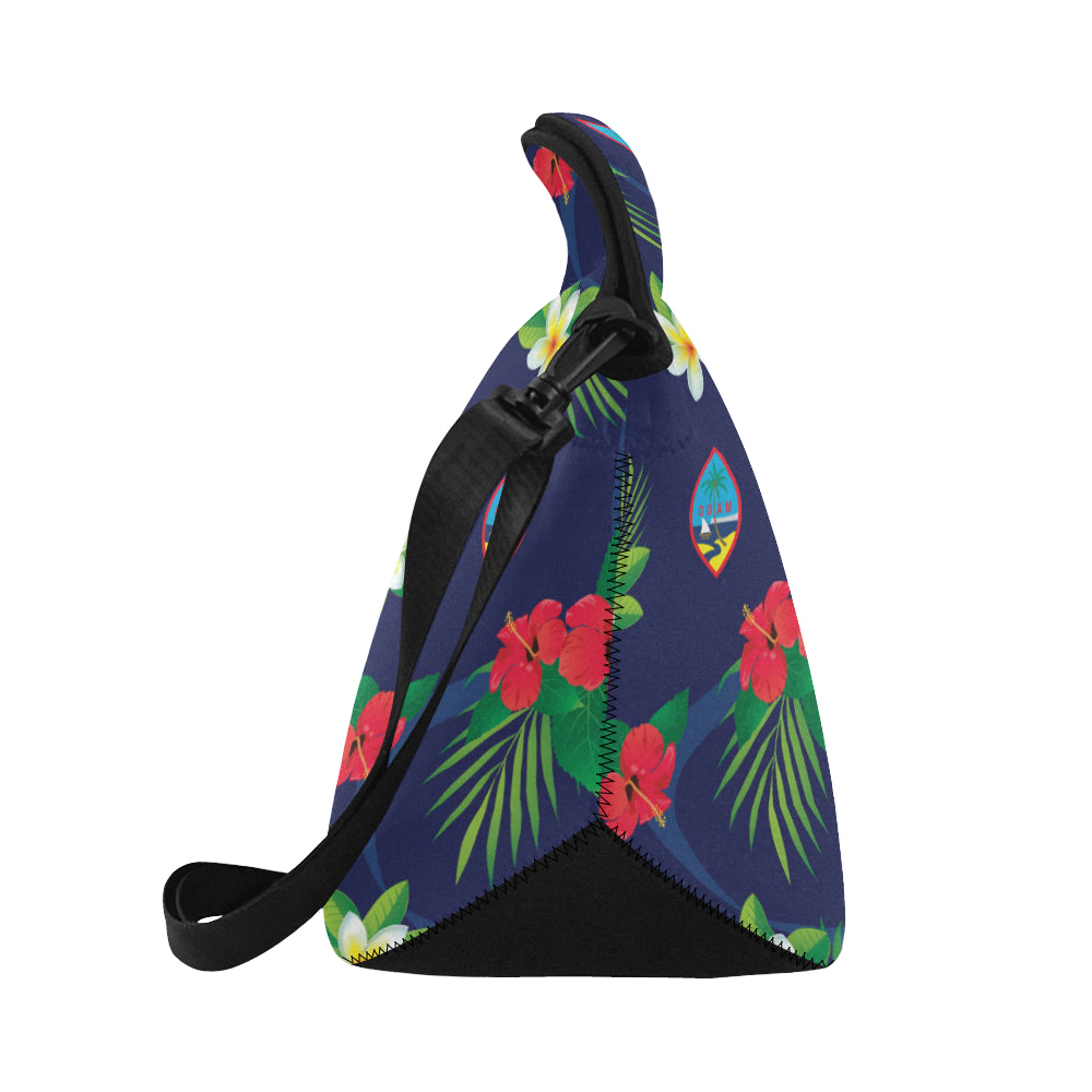 Guam Flag Flowers Neoprene Lunch Bag Large