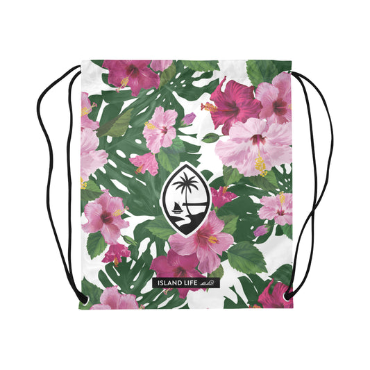Guam Hibiscus Fuchsia Large Drawstring Bag