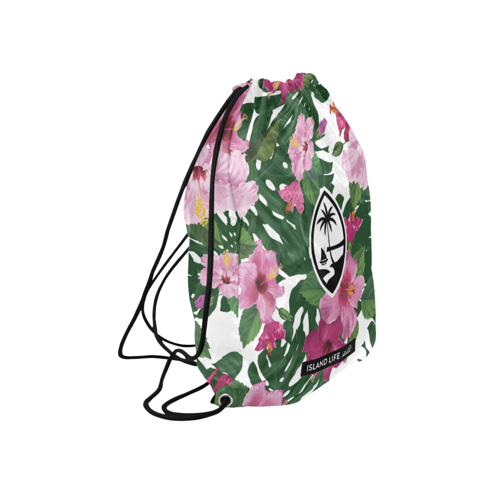 Guam Hibiscus Fuchsia Large Drawstring Bag