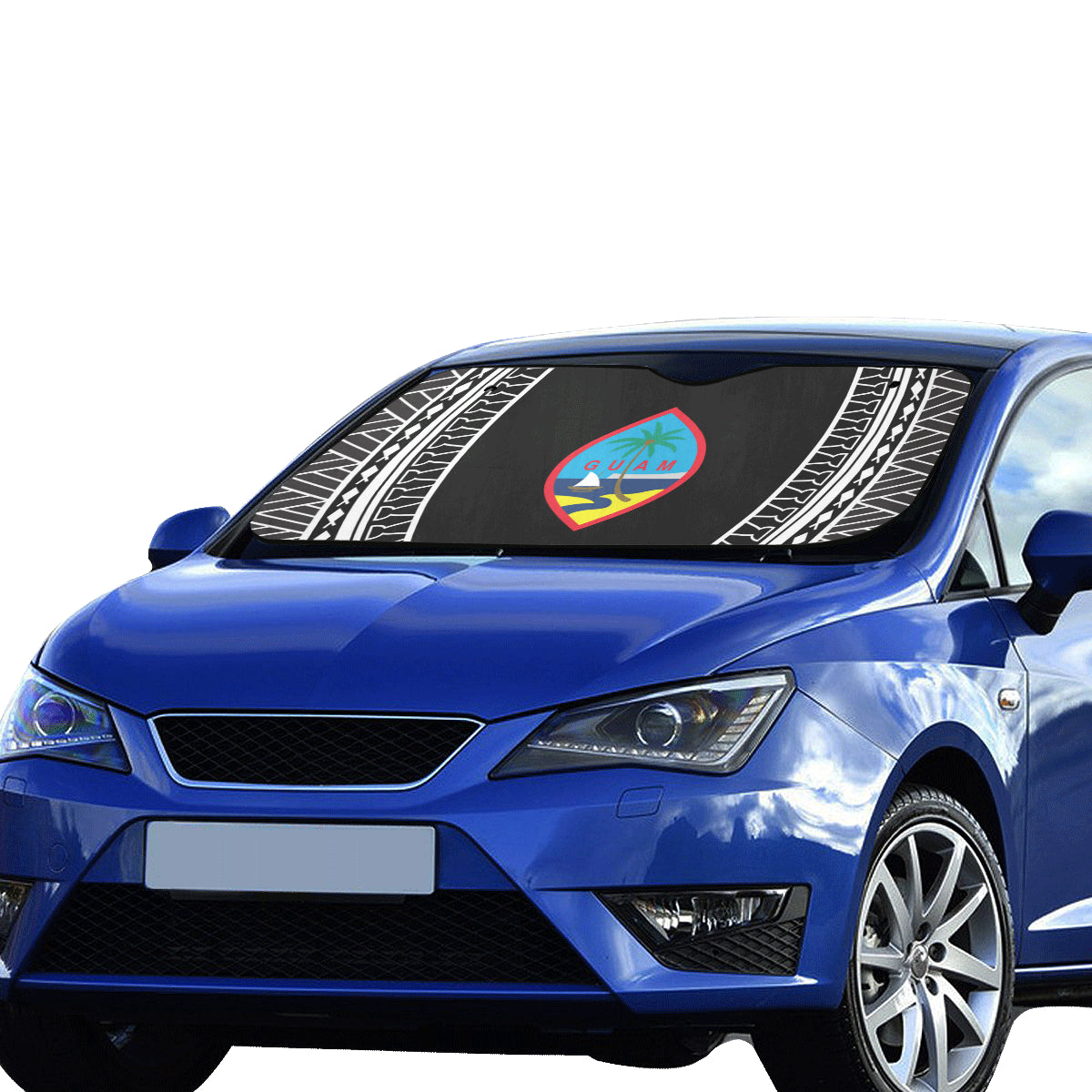 Guam Seal Tribal Black Car Sun Shade