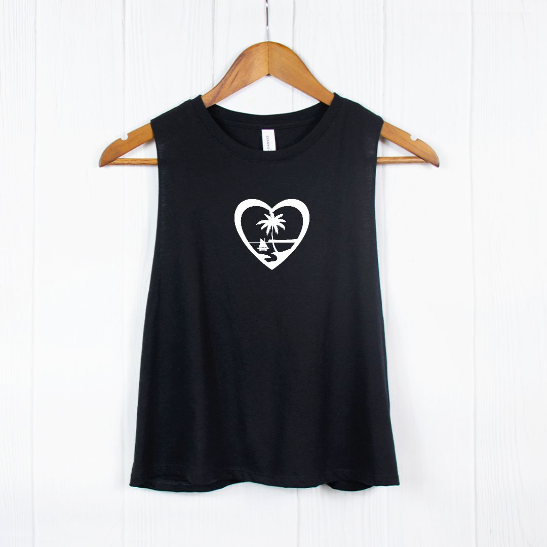 Heart Guam Racerback Cropped Tank Top