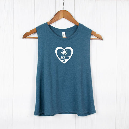 Heart Guam Racerback Cropped Tank Top