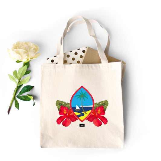 Guam Seal Hibiscus Paradise Heavyweight Tote Bag