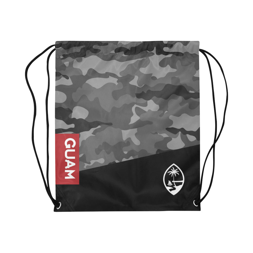 Guam Halftone Gray Camo Large Drawstring Bag