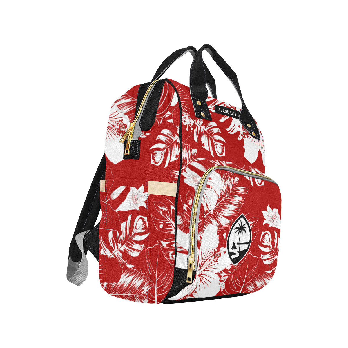 Guam Red Floral Baby Diaper Backpack Bag