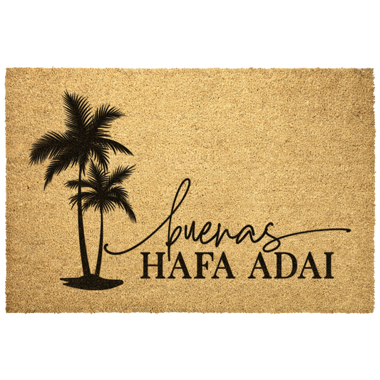 Buenas Hafa Adai Guam CNMI Outdoor Coir Door Mat