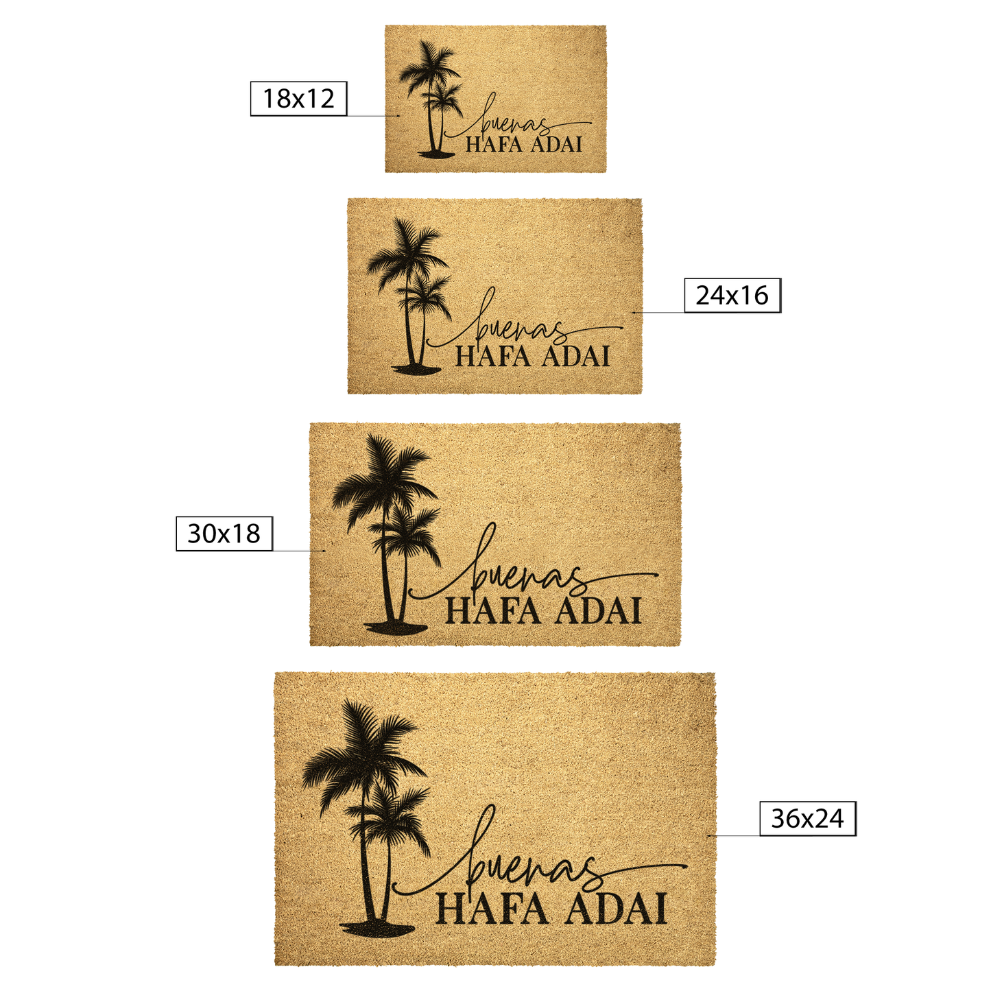 Buenas Hafa Adai Guam CNMI Outdoor Coir Door Mat