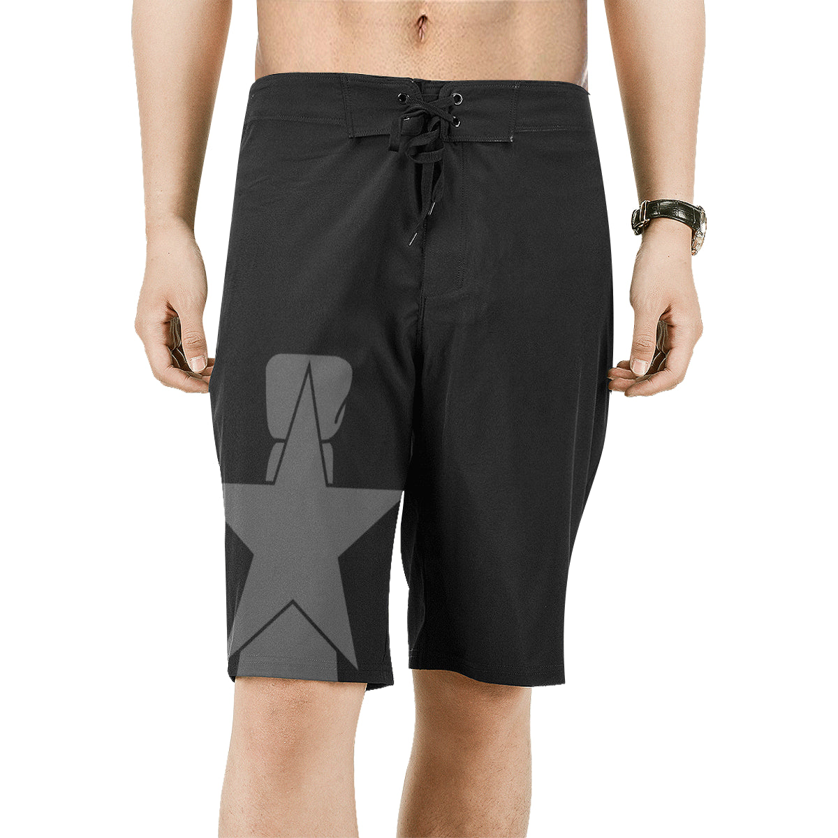 CNMI Seal Saipan Mens Black All Over Print Board Shorts