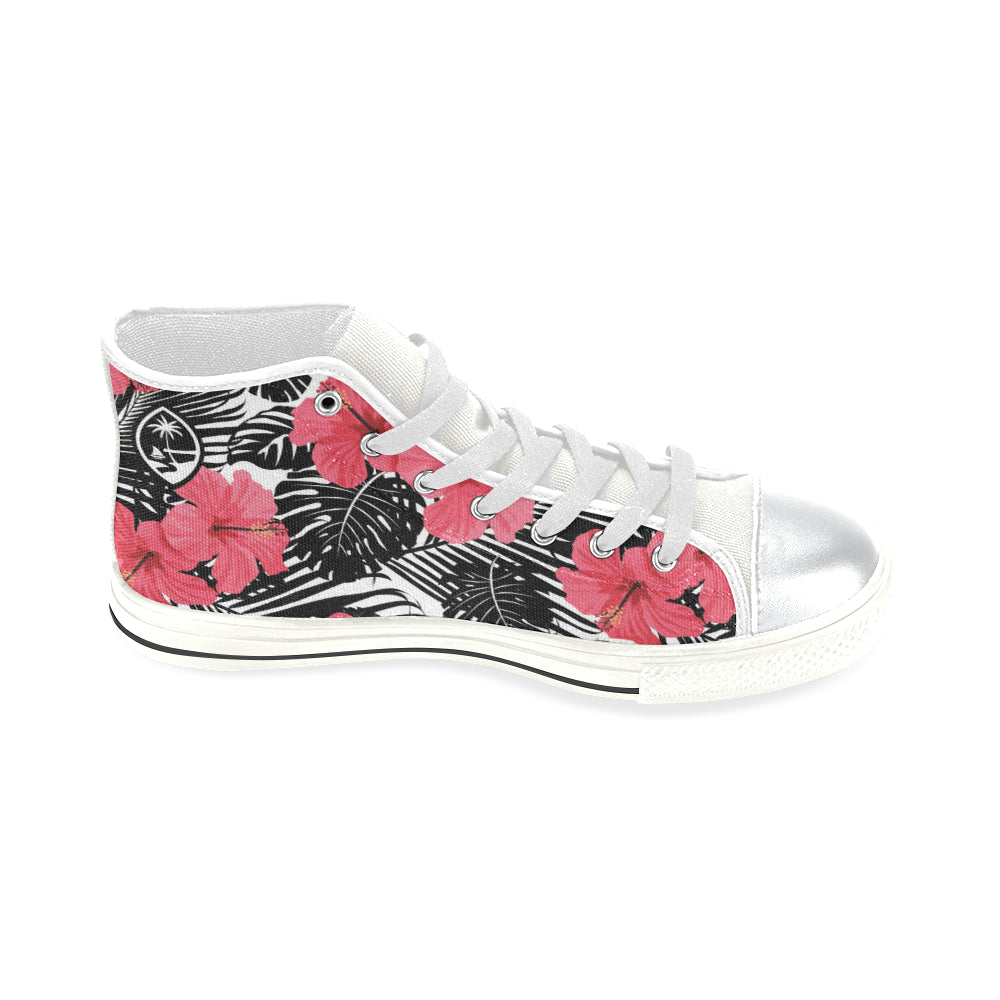 Guam Pink Black Hibiscus High Top Shoe Kids