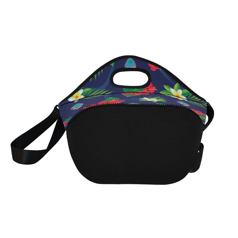 Guam Flag Flowers Neoprene Lunch Bag Large